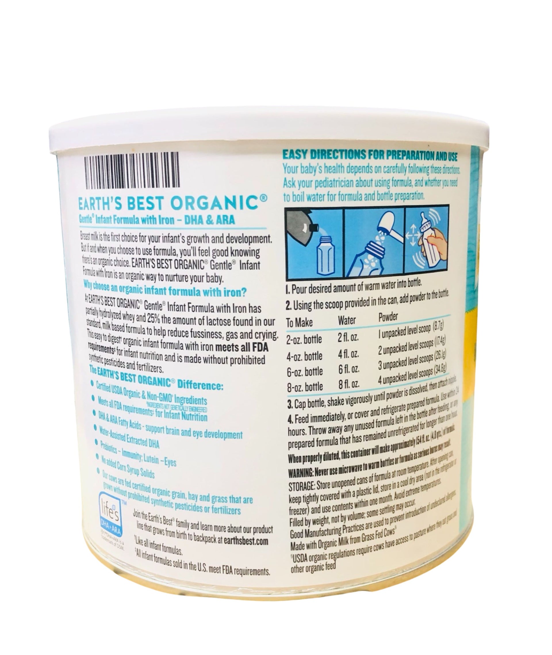 Earth's Best Organic Gentle Infant Formula 21 oz Powder (Case of 4)