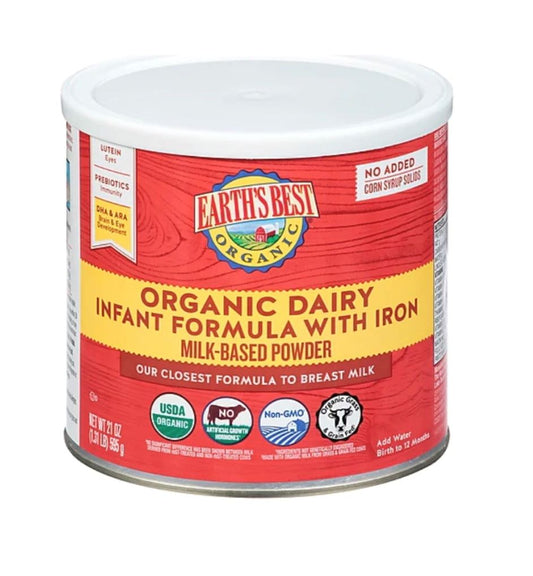 Earth’s Best Organic Infant Formula 21 oz Powder (Case of 4)